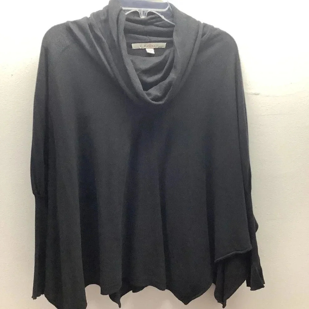 Fever Size Small Black Knit Cowl Neck Tunic Faux Wrap Sweater Top. Preowned